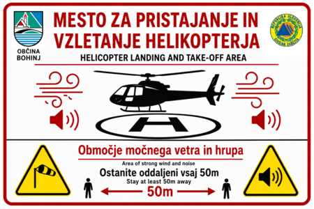 Znak: mesto za pristajanje in vzletanje helikopterja