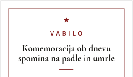 Vabilo komemoracija ob dnevu spomina na padle in umrle